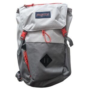 Jansport Pike Backpack Gray Colorblock Orange Pockets Drawstring Closure